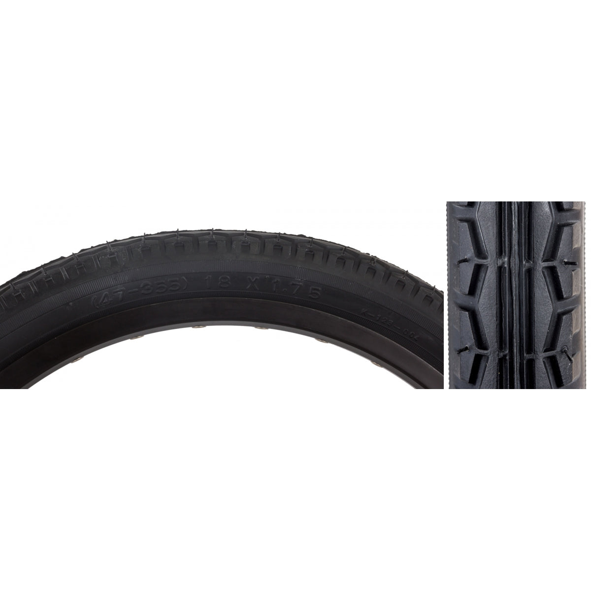 Tire Sunlite 18X1.75 Black/Bk Street K123 Wire
