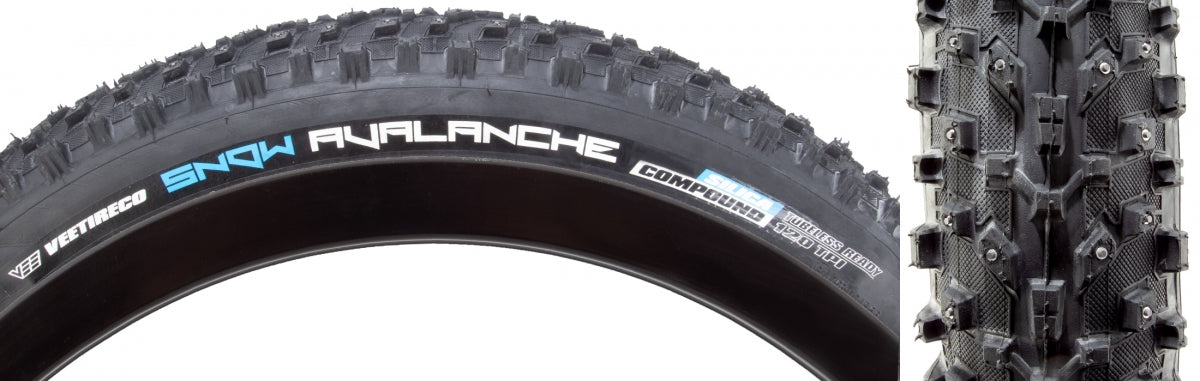 Tire Vee Snow Avalanch 26X4.8 Black/Bk Fol/120/Tlr/Sc/240-Stud Fold