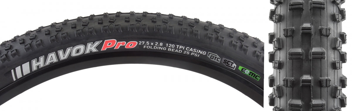 Tire Ken Havok Pro 27.5X2.8 Black/Bk Dtc/Emc/Tlr Fold 35Psi E50