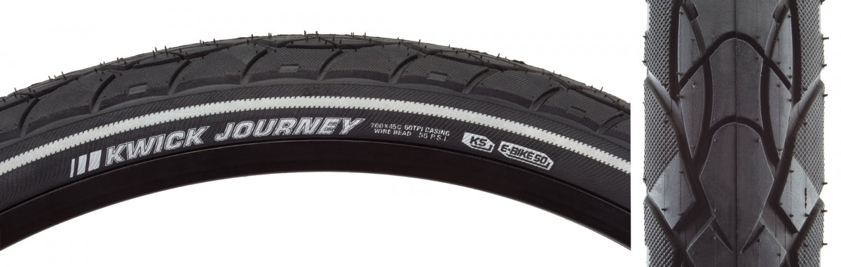 Tire Ken Kwick Journey Sport 700X45 Black/Bk/Ref Src/Ks/60 Wire 60Psi E50