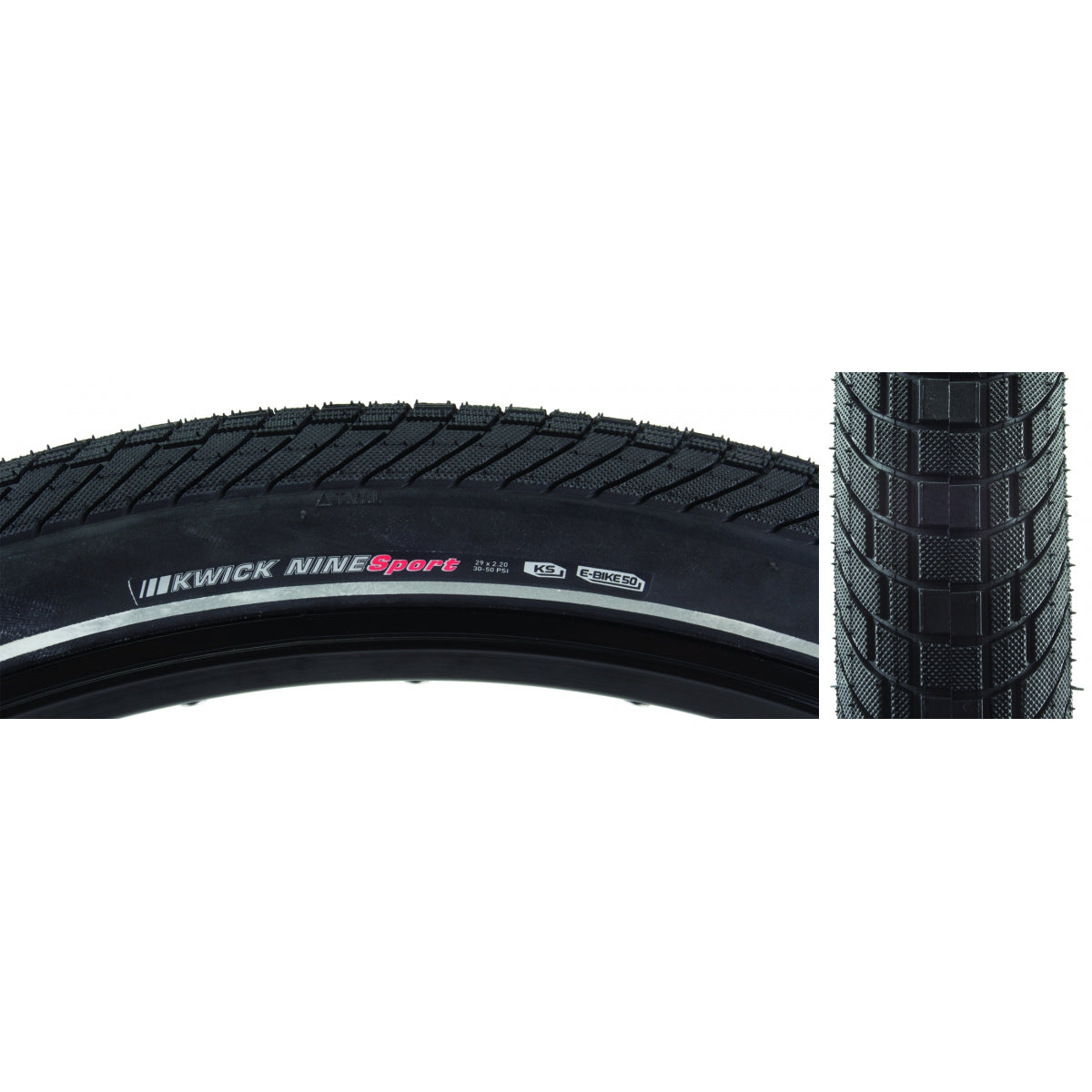 Tire Ken Kwick Nine Sport 29X2.2 Black/Bk/Ref Src/Ks/60 Wire 50Psi E50