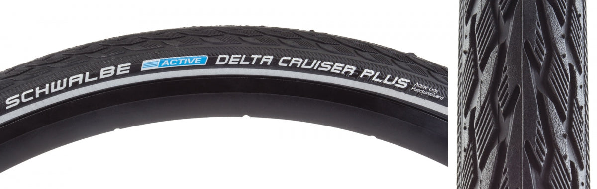 Tire Swb Delta Cruiser Plus 20X1.75 Active Twin Gn-Guard Black/Bk/Ref Sbc E25 Wire