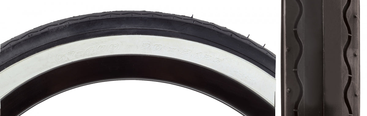 Tire Sunlite 20X2.125 Black/Wh Slick 841 Wire