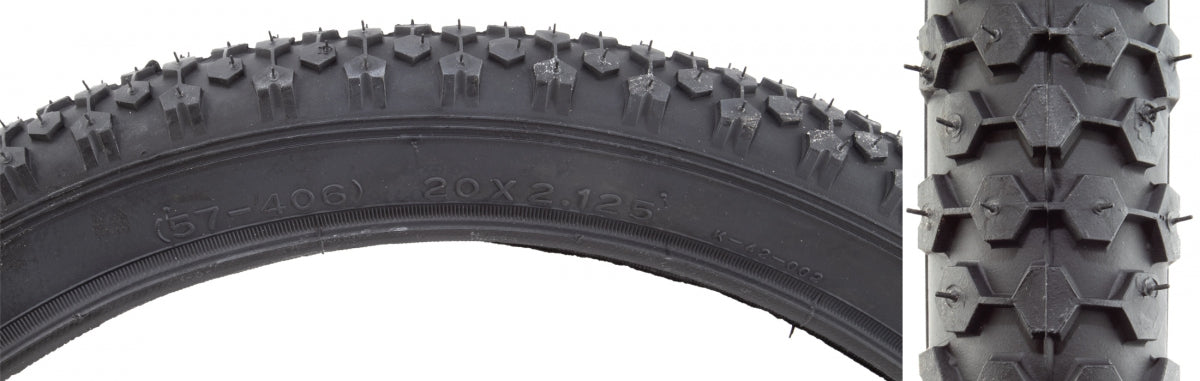 Tire Sunlite 20X2.125 Black/Bk Studded K42 Wire