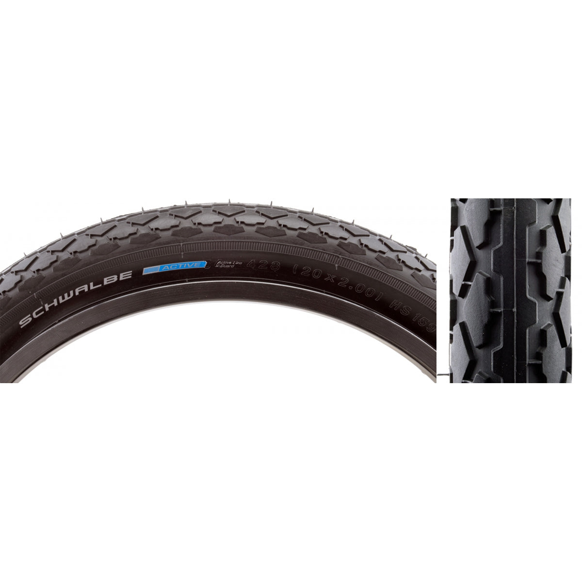 Schwalbe Tire HS159 Active Twin 20X2.0 (Iso 428) K-Guard Black/Bsk Sbc Wire