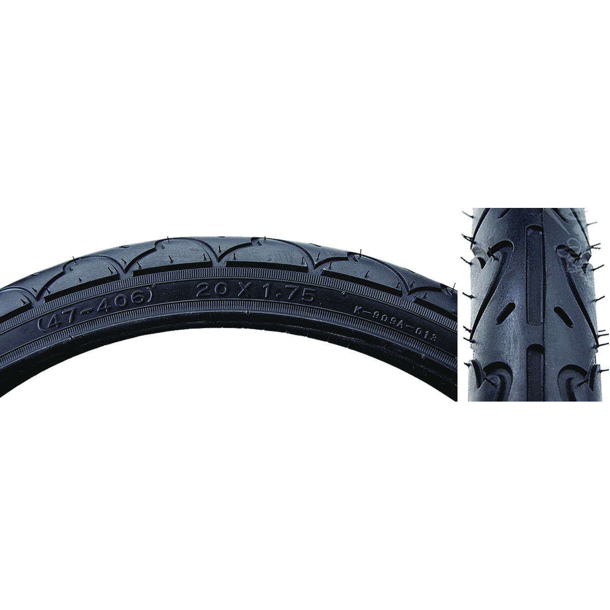 Tire Sunlite 20X1.75 Black/Bk Pc K909A Wire