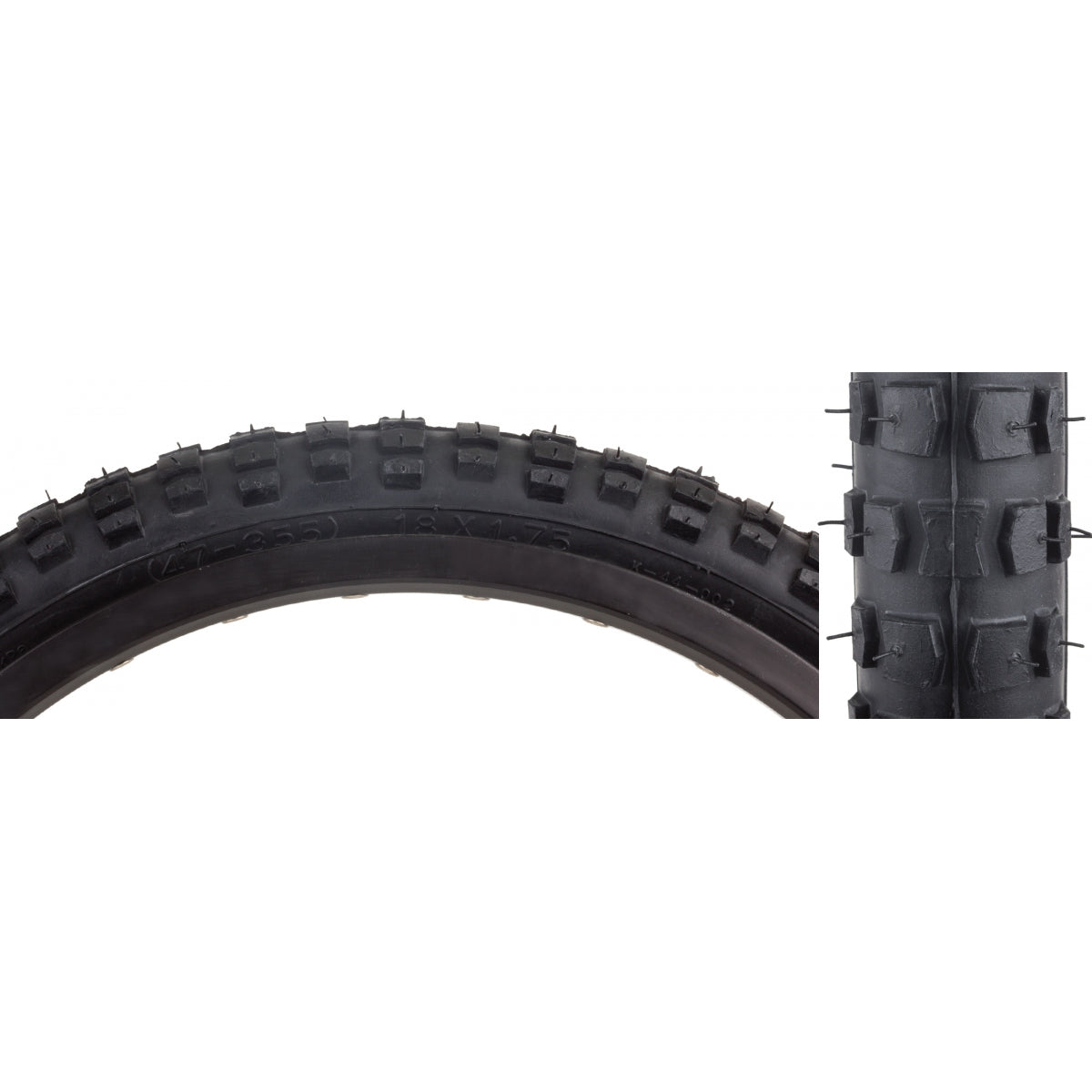 Tire Sunlite 18X1.75 Black/Bk Mx K44 Wire