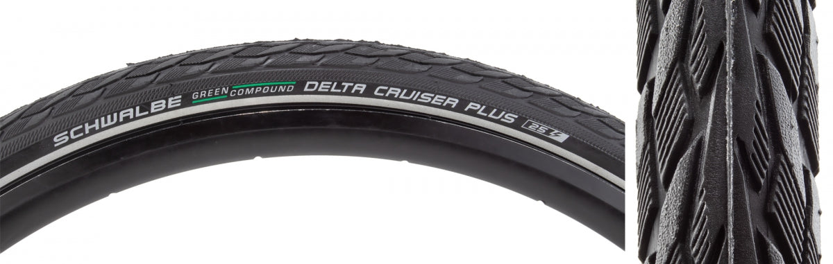 Tire Swb Delta Cruiser Plus 700X32 Active Twin Gn-Guard Black/Bk/Ref Gn-Compound E25 Wire