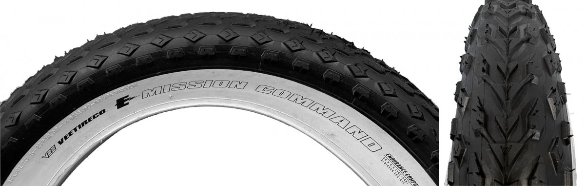 Tire Vee Mission Command 20X4.0 Black/Wh Wire/26 Enduro/Over Ride E50