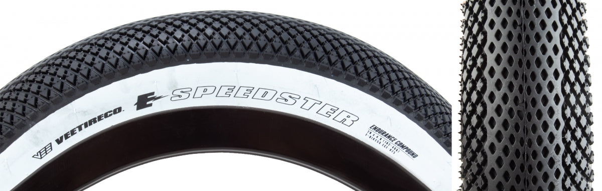 Tire Vee Speedster 20X4.0 Black/Wh Wire/26 Enduro/Over Ride E50