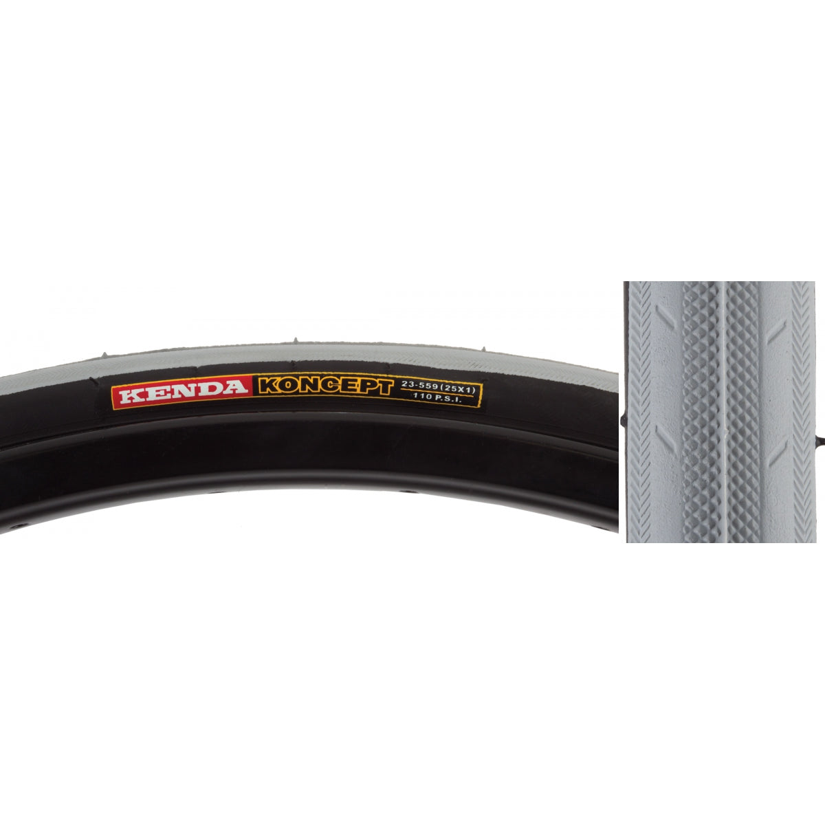 Kenda Koncept Tire 25 x 1 Gray/Black Wire Bead