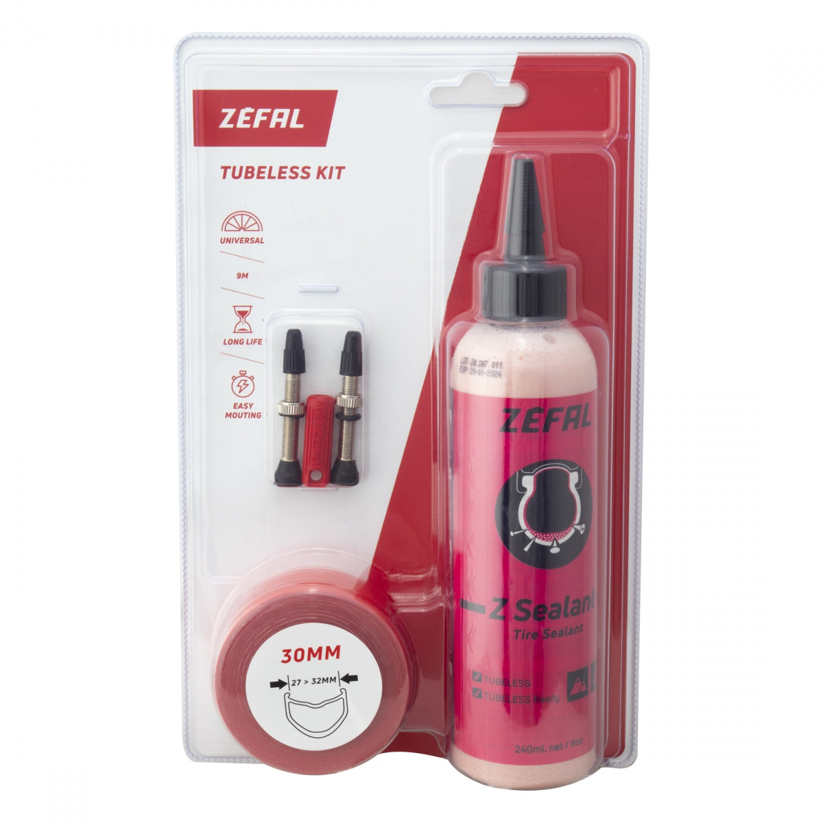 Tubeless Kit Zefal 27.5/29X30Mmpv W/125Ml W/2-Liners 2-Valves 1-Valve Tool