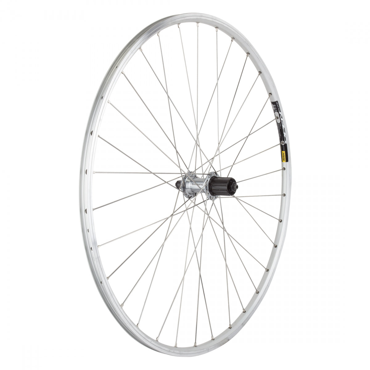 Wheel Master 700C Alloy Road Double Wall Rear Wheel: All-Silver, Mavic Open Elite Machined Side Wall Rim, 32H, Shimano RS400 Hub, 8-11sp Cassette, 130mm, DT Swiss 2.0mm Spokes