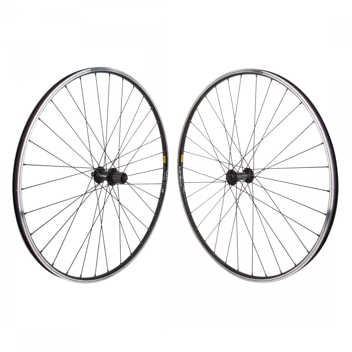 Wheel Master 700C Alloy Road Double Wall Wheelset, 622x15, Mavic Open Elite Black Machined Side Wall Rim, 32H, Shimano RS400 Black Hub, 8-11sp Cassette, 100, 130mm O.L.D., DT Swiss 2.0 Black Spokes