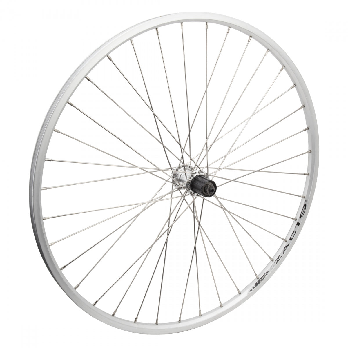 Wheel Master 700C/29" Alloy Hybrid/Comfort Double Wall Rear Wheel, 622x19, Weinmann Zac-19 Silver Rim, 36H, Weinmann AQ-1000 Silver Hub, 8-10sp Cassette, Quick Release Axle, 135mm O.L.D., 12g HD Stainless Steel Spokes