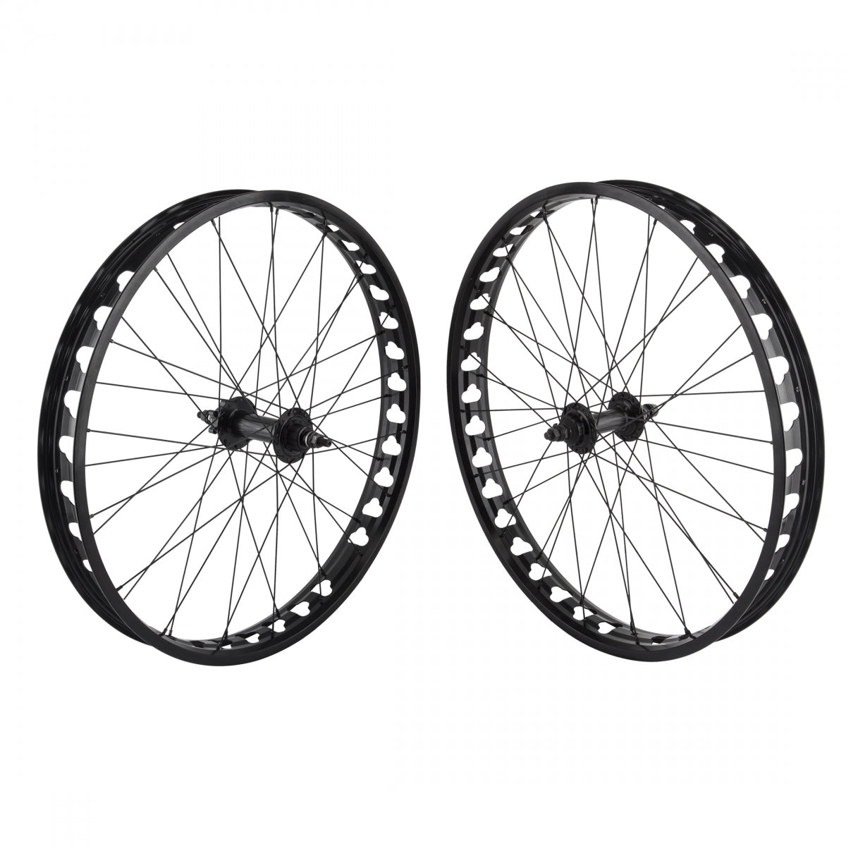 Fatbike Wheelset 26 Inch 559X60 SE Bikes Black 36h w/SE Bikes Non-Disc(Ft) 6 Bolt(Rr) Single Speed cassette 3/8 Bk 135F/170Rmm hubs DT Spokes
