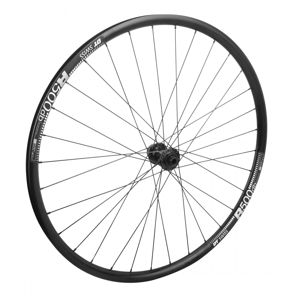 WheelMaster 700C DT Swiss R 500 Disc Alloy Road Disc Front Bicycle Wheel, Black Double Wall Rim, 32 Spoke
