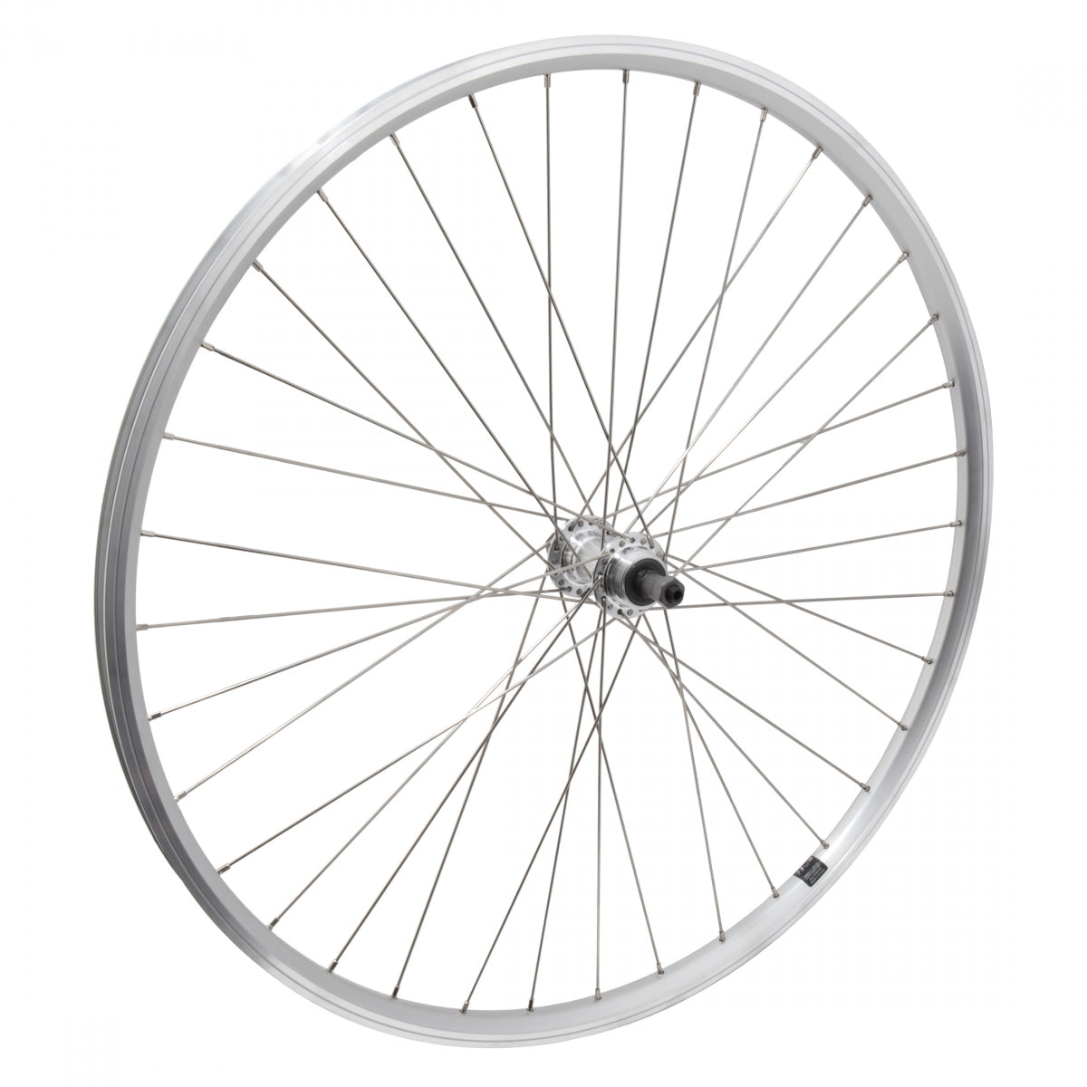 WheelMaster 700C/29" MACH1 ER10 Alloy Hybrid/Comfort Rear Bicycle Wheel, Silver Double Wall Machined Sidewall Rim, 36 Spoke, QR
