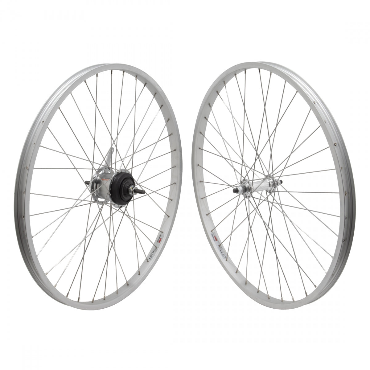 WheelMaster 26" Weinmann AS7X Alloy Cruiser/Comfort Bicycle Wheelset, Silver Single Wall Machined Sidewall Rim, 36 Spoke