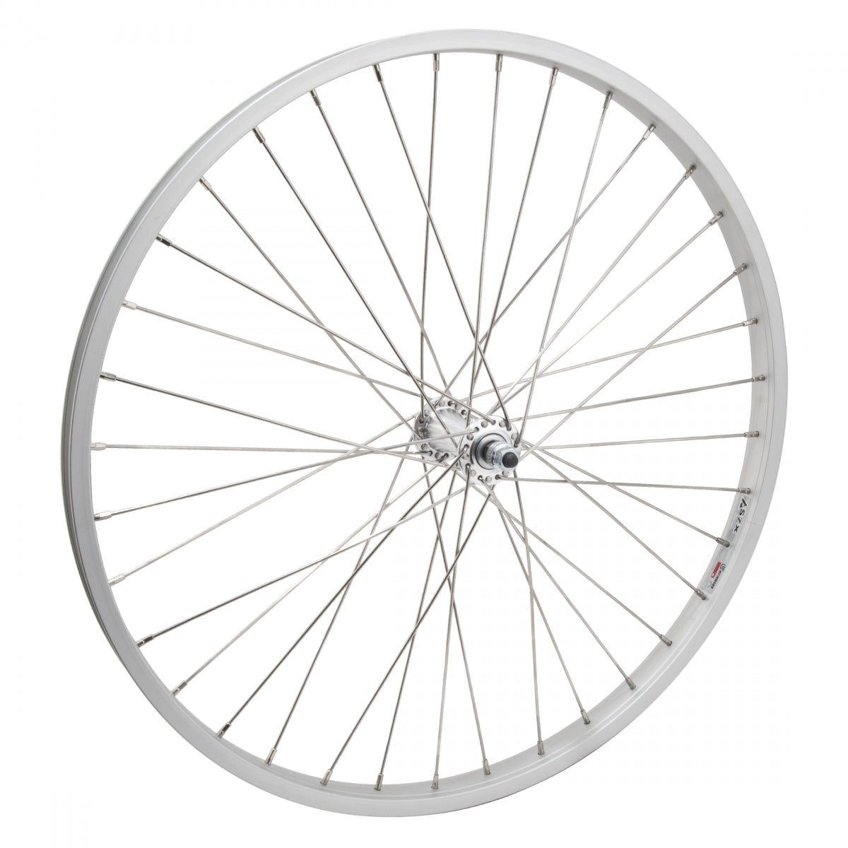 WheelMaster 26" Weinmann AS7X Alloy Cruiser/Comfort Front Bicycle Wheel, Silver Single Wall Machined Sidewall Rim, 36 Spoke