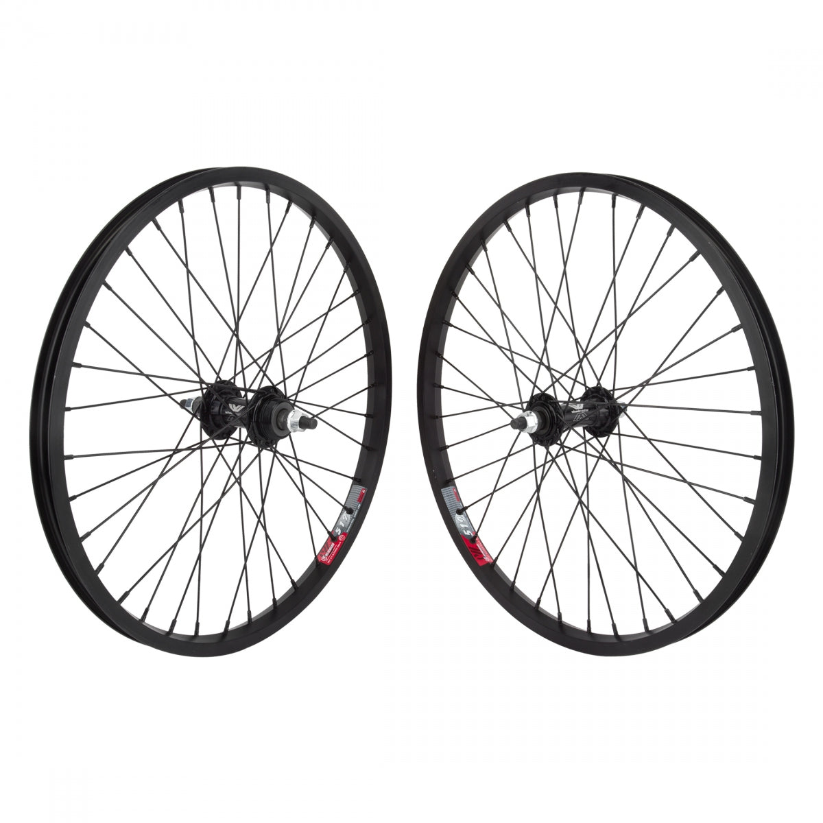 WheelMaster 20" Weinmann 519 Alloy BMX Bicycle Wheelset, Black Single Wall Machined Sidewall Rim, 36 Spoke