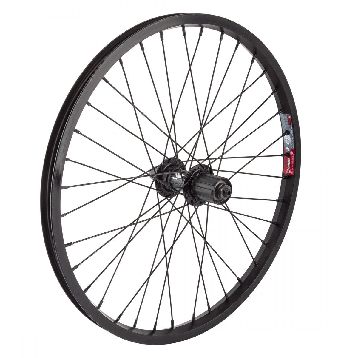 WheelMaster 20" Alloy Recumbent Rear Bicycle Wheel, Black Single Wall Machined Sidewall Rim, 36 Spoke, 8-11 Speed Cassette, QR