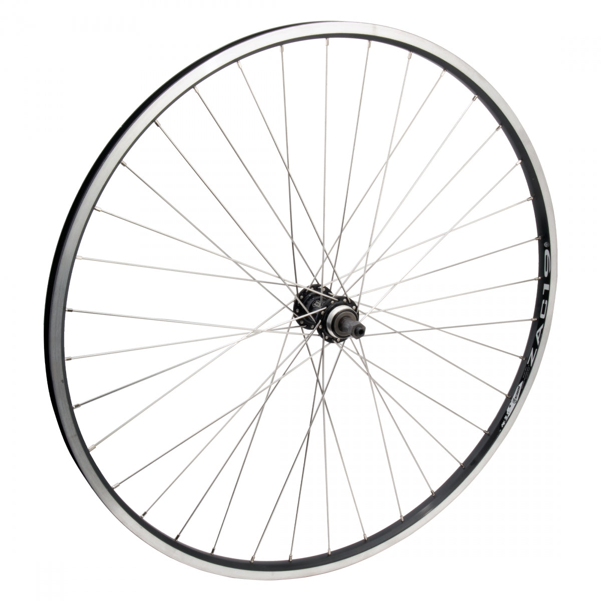 WheelMaster 700C/29" Weinmann ZAC19 Alloy Hybrid/Comfort Rear Bicycle Wheel, Black Double Wall Machined Sidewall Rim, 36 Spoke, QR