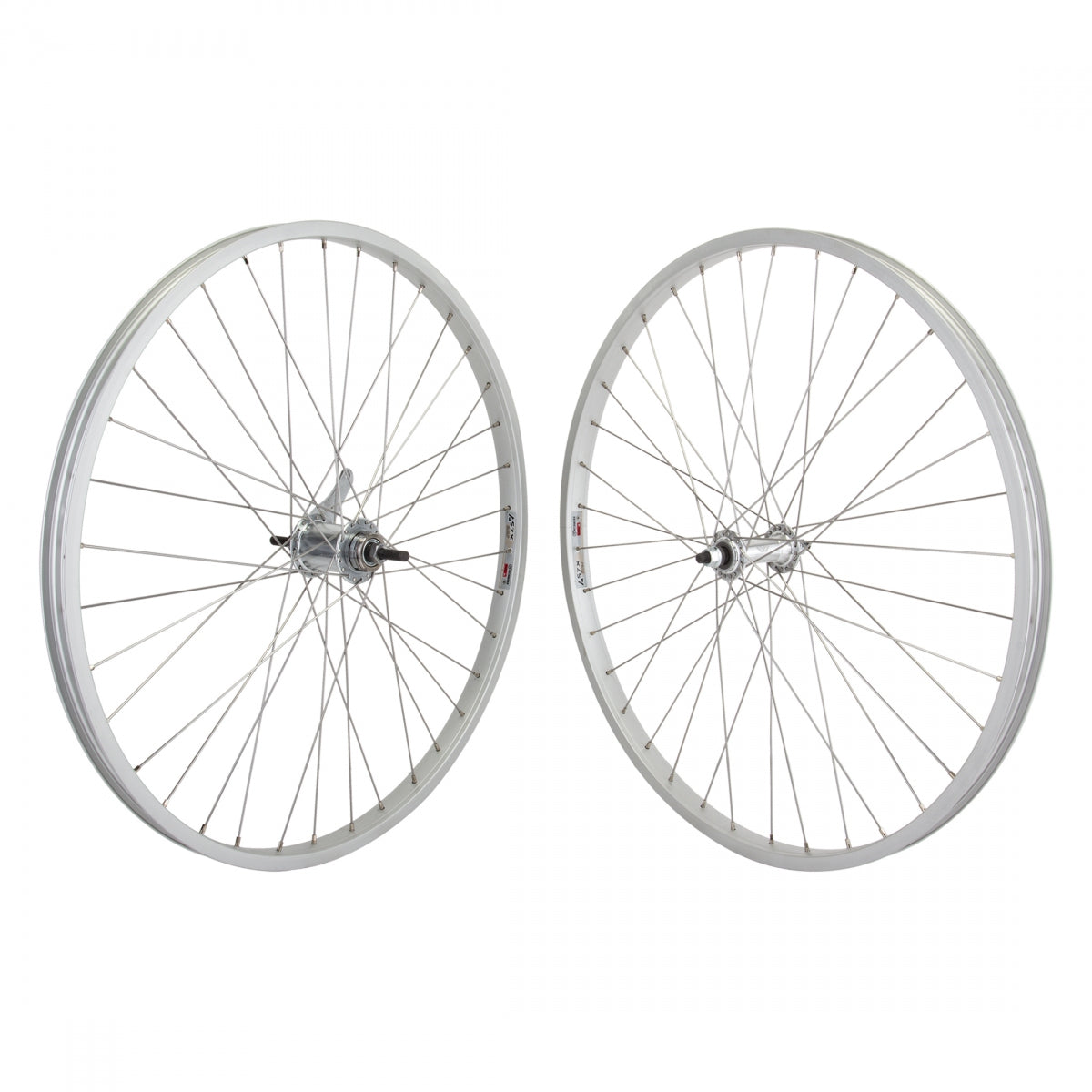 WheelMaster 26" Weinmann AS7X Alloy Cruiser/Comfort Bicycle Wheelset, Silver Single Wall Machined Sidewall Rim, 36 Spoke