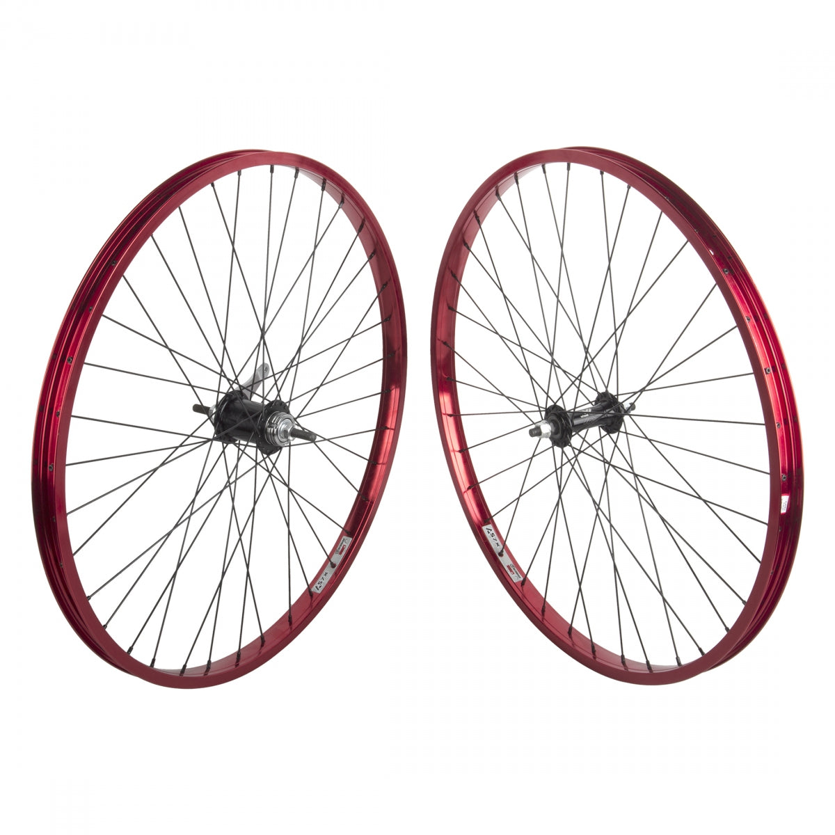 WheelMaster 26" Weinmann AS7X Alloy Cruiser/Comfort Bicycle Wheelset, Black Single Wall Machined Sidewall Rim, 36 Spoke