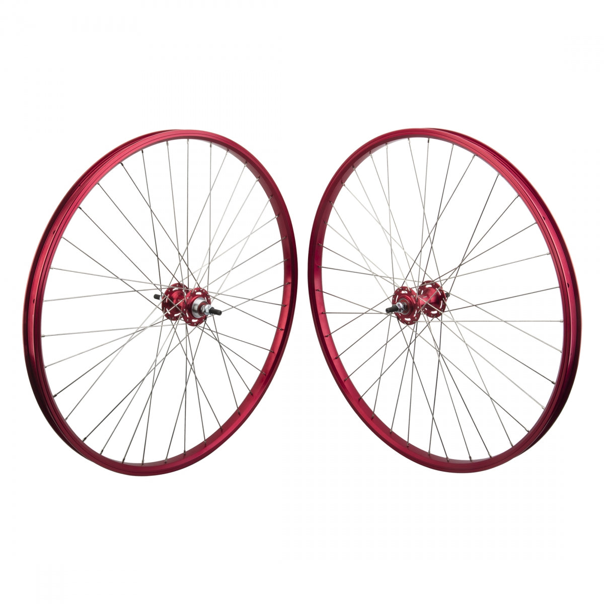 Black Ops 29" Black Ops DW1.1 Bicycle Wheelset, Black Double Wall Rim, 36 Spoke, 29in, Red