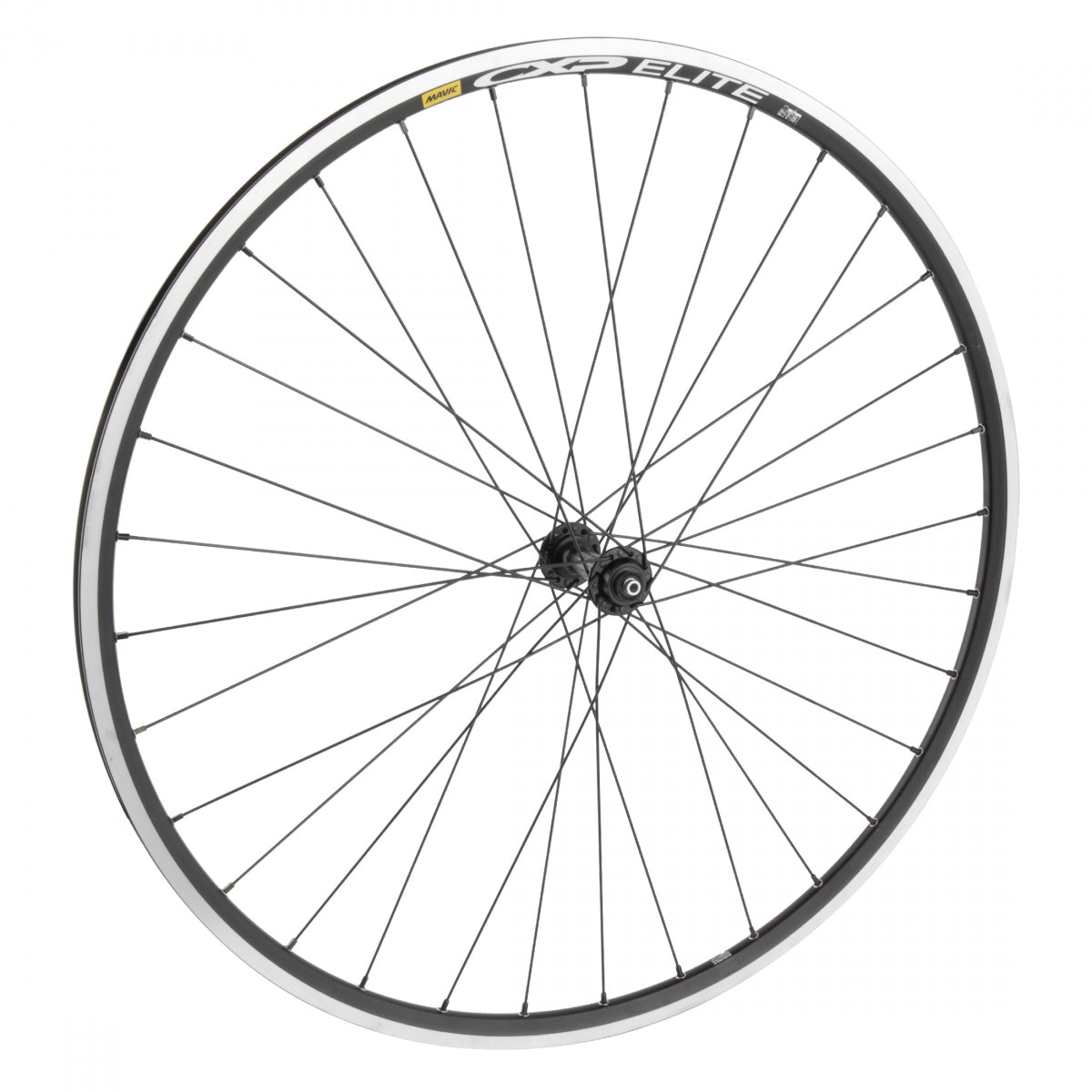 WheelMaster 700C Mavic Cxp Elite Alloy Road Front Bicycle Wheel, Black Double Wall Machined Sidewall Rim, 32 Spoke, QR