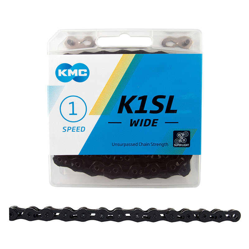 KMC K1SL SuperLite Kool Wide Chain - Single Speed 1/2" x 1/8", 100 Links, Black