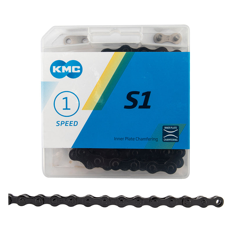 KMC S1 Chain - Single Speed 1/2" x 1/8", 112 Links, Painted Black