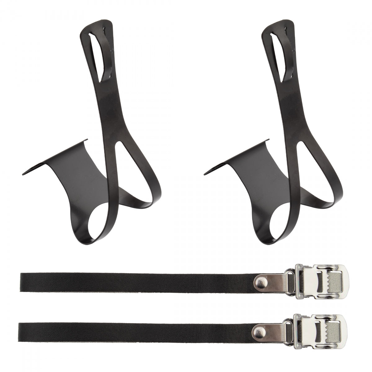 Toe Clips Sunlite Rd Stl W/Lthr Strp Black Lg