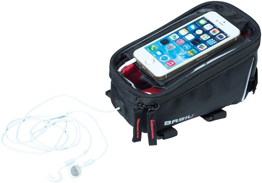 Basil Sport Design Top Tube Bag - 1L, Strap Mount, Black