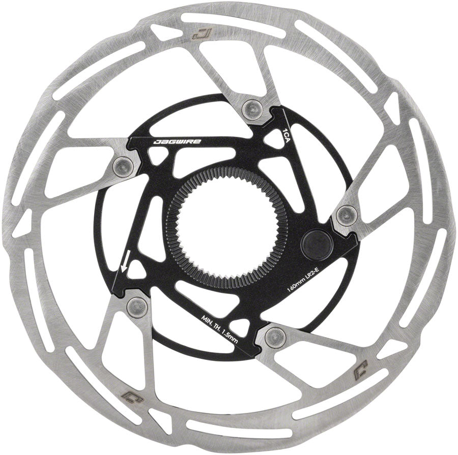 Jagwire Pro LR2-E Ebike Disc Brake Rotor with Magnet - 160mm, Center Lock, Silver/Black