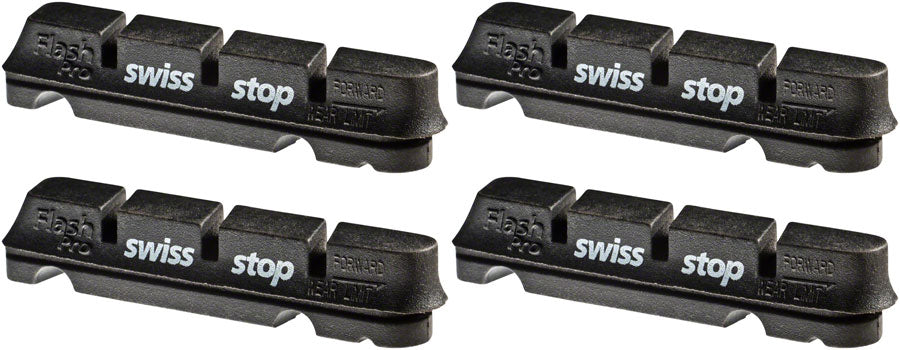 SwissStop FlashPro Set of 4 SRAM/Shimano Rim Brake Inserts, Original Black Compound