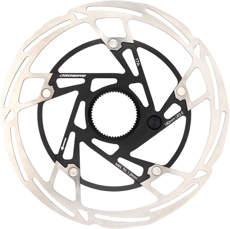 Jagwire Pro LR2-E Ebike Disc Brake Rotor with Magnet - 180mm, Center Lock, Silver/Black