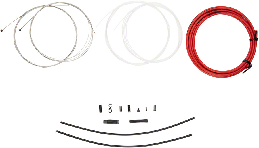 Jagwire Elite Sealed Shift Cable Kit - SRAM/Shimano, Ultra-Slick Uncoated Cables, Red