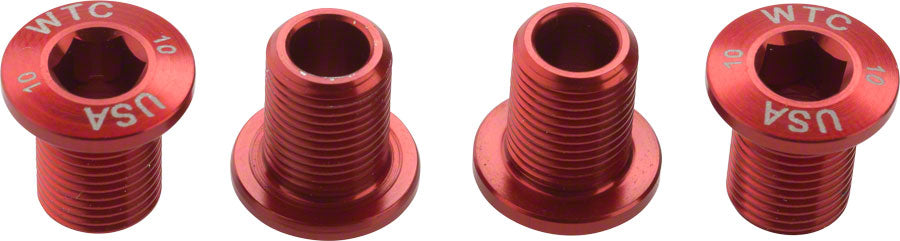 Wolf Tooth Set of Chainring Bolts for 104 x 30T rings (10 mm long) 4-Pieces, Red