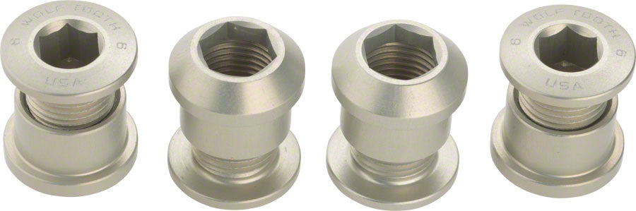 Wolf Tooth 1x Chainring Bolt Set - 6mm, Dual Hex Fittings, Set/4, Silver