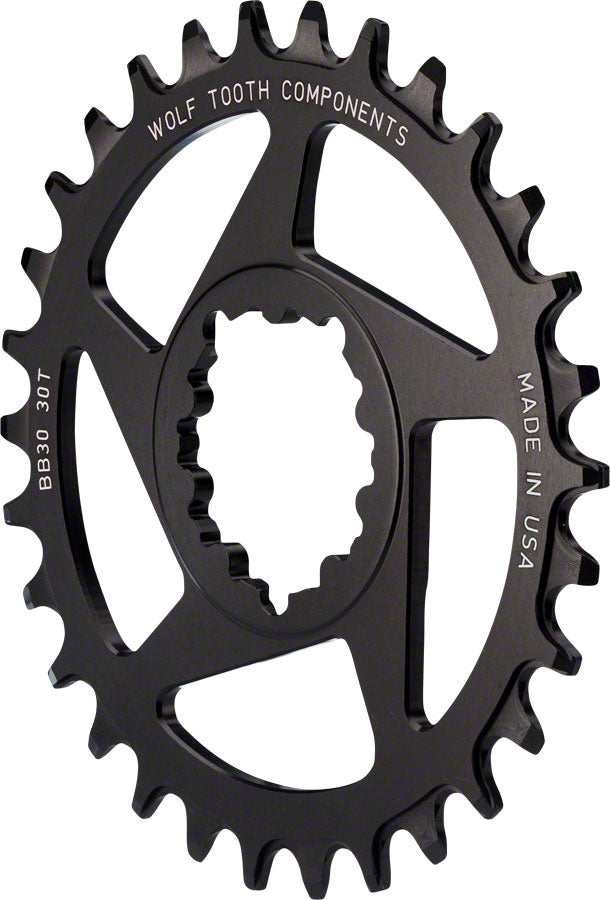 Wolf Tooth Direct Mount Chainring - 34t, SRAM Direct Mount, Drop-Stop, For BB30 Short Spindle Cranksets, 0mm Offset, Black