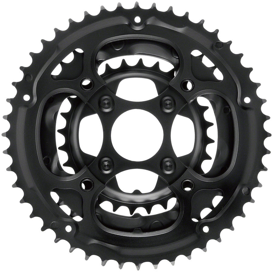 Samox 338ASS Chainring Set - 48/36/28t, 104/64 BCD, Aluminum Outer Ring, Steel Middle/Inner Ring, Black