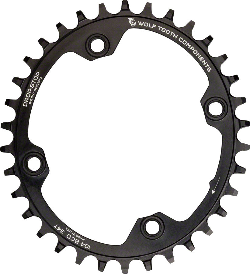 Wolf Tooth Elliptical 104 BCD Chainring - 36t, 104 BCD, 4-Bolt, Drop-Stop, Black