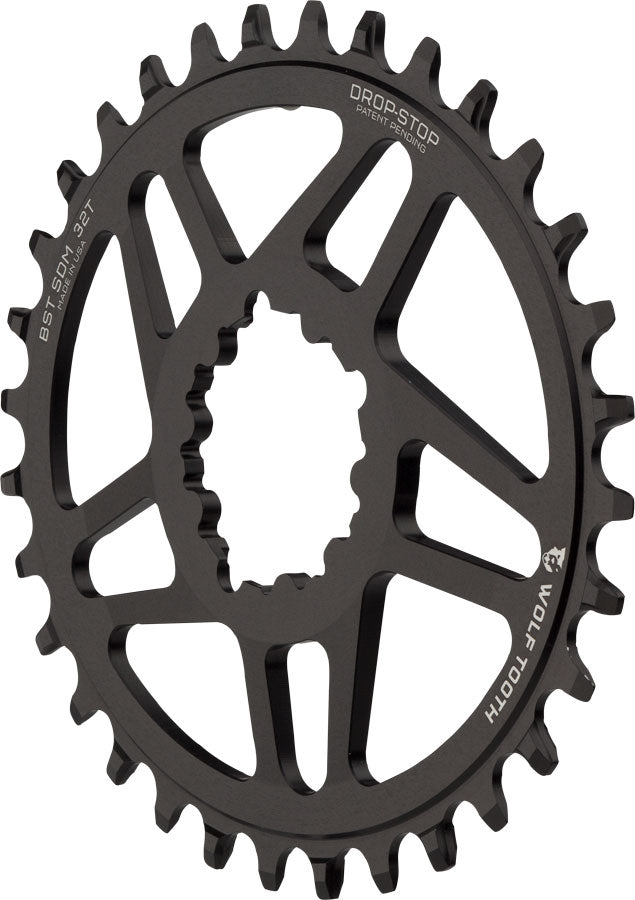 Wolf Tooth Elliptical Direct Mount Chainring - 34t, SRAM Direct Mount, Drop-Stop, For SRAM 3-Bolt Boost Cranksets, 3mm Offset, Black