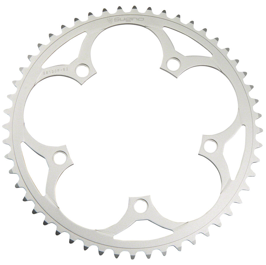 Sugino 53t x 130mm 5-Bolt Chainring, Anodized Silver