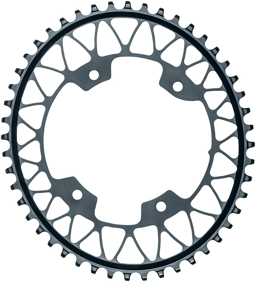 absoluteBLACK Oval 110 BCD Gravel Chainring - 48t, 110 Shimano Asymmetric BCD, 4-Bolt, Narrow-Wide, Gray