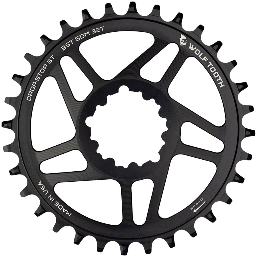 Wolf Tooth Elliptical Direct Mount Chainring - 34t, SRAM Direct Mount, For SRAM 3-Bolt Boost Cranks, Requires Hyperglide+ Chain, Black