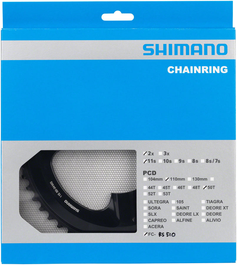 Shimano FC-RS510 Chainring - 50t, Asymmetric 110mm BCD, Black, MS