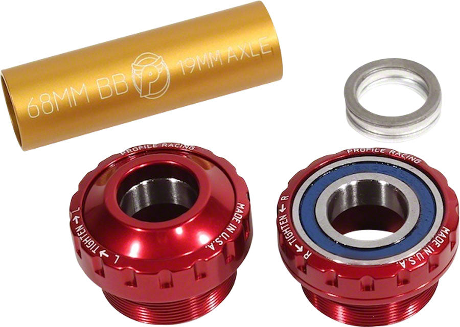 Profile Racing Euro, External Bearing Bottom Bracket 19mm, Red, (No